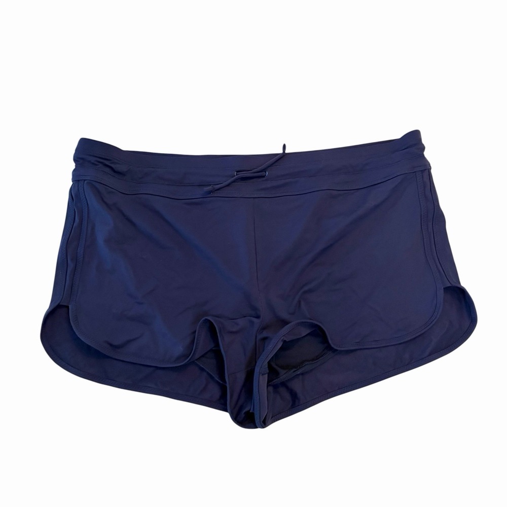 Athleta Surge Swim Shorts Women's XL Solid Navy Blue Lined Athletic Active